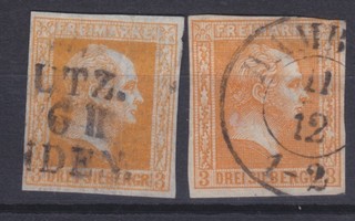 Saksa Reich Preussi 1857-8 Mi 8 ja 12