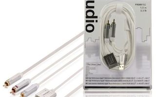 Profigold Apple Telakka - USB A uros + 3xRCA uros, 1m *UUSI*