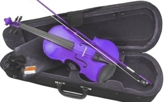 Uusi hohtava viulu tarvikkeineen