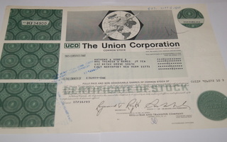 Osakekirja Yhdysvallat The Union Corporation 1983