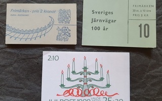 3 ruotsalaista postimerkkivihkoa - 40 merkkiä!