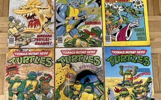 6 kpl Teenage Mutant Hero Turtles 4, 6, 7, 8, 11 ja 12/1991