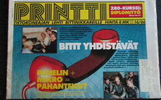 PRINTTI LEHTI 16/1986 VARHAINEN TIETOKONELEHTI MIKROKERHO