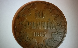 10 penniä, v.1865