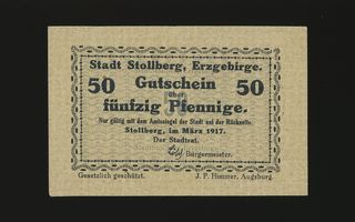 Saksa Notgeld 50 Pfg, Stollberg 1917