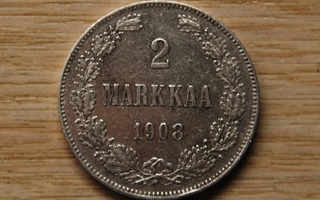 2 Markkaa 1908 Hopeaa