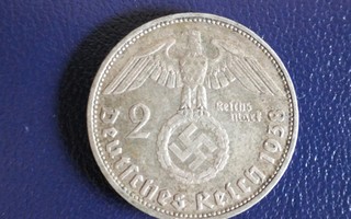 2 mk SAKSA 1938 D hopeaa, Natsisaksa