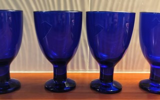 Iittala Verna lasi, 4 kpl,  koboltin sininen