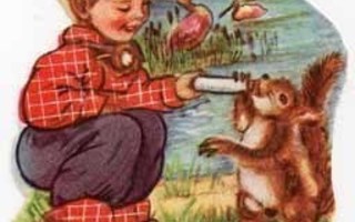 EAS 3099 / Poika juottaa oravaa pullosta. 1950-60-l.
