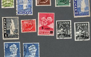 Islannin merkkejä vuosilta 1935-1960, 12 kappaletta