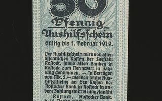 Saksa Notgeld 50 Pfennig, Rostock 14.11.1918