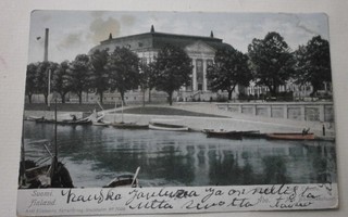 Turku, Kirjasto joen takana, väripk, p. 1906