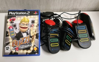 PS2 - Buzz! The Hollywood Quiz + ohjaimet