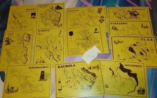 Luovutetun Karjalan Karttakortteja 12 eril