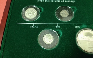 Tetradrakhma + Rooma Denari + Penny 1100 -luku + hopeaa