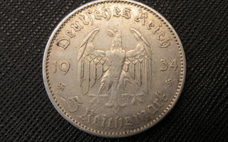Saksa 5 reichsmark 1934 A