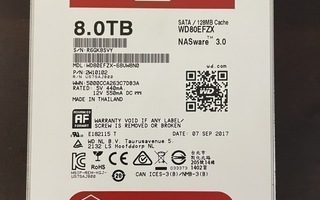 8TB WD Red WD80EFZX 128MB 3.5" SATA 3 (Myydään 1-2kpl)
