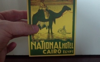 National Hotel CAIRO EGYPT matkalaukkumerkki!*Yli100v.*