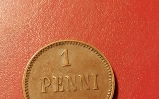 *Suomi *  1 penniä  *1908  *   Copper/Kupari *1+/EF