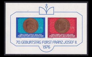 Liechtenstein 649-50BL10 ** Prinssi Franz Josef II 70v (1976