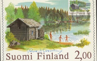 1982 sauna maximi-kortti Huovisen nimikirjoitus