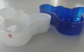 Iittala Alvar Aalto 50mm sininen ja valkoinen maljasetti