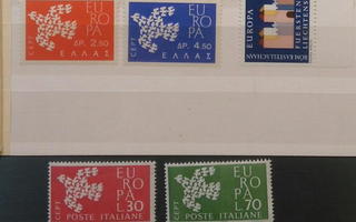Europa-Cept -merkkejä 11 erill. postituoreina 1960-64