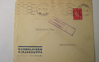 VANHA Firmakuori Suomalainen Kirjakauppa Viipuri 1940