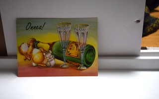 postikortti lisi martin shampanjapullo hiiri ja pupu