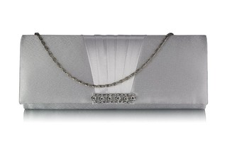 White Crystal Satin Clutch purse
