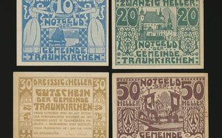 Itävalta Notgeld 10, 20, 30, 50 Heller, Traunkirchen 1920