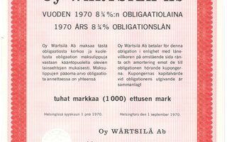 OKK obligaatiolaina 8,25% Wärtsilä 1.9.1970 Litt C 1 000 mk