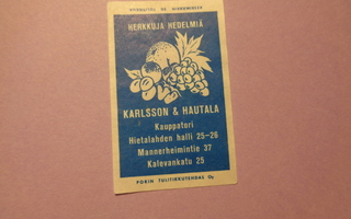 TT-etiketti Karlsson & Hautala (Hki)