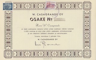 1944 W .Casagrande Oy, Turku leluliike osakekirja