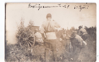 VANHA Valokuva Tykki Tykistö Ammunta 1929 Postikorttikoko
