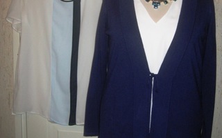 Tyylikäs pusero+jakku 40 (Esprit/Classic)=sinivalkea-ale