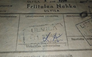 VR Ulvila Asemaleima Rahtikirja 1949 PK140/8
