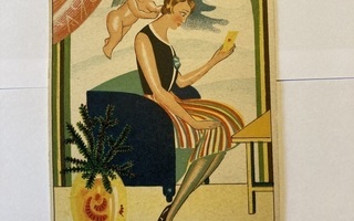Vanha Art Deco -tyylinen eestiläinen joulukortti