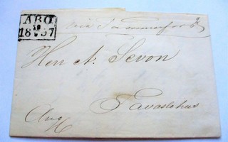 1857 Turku kirje via Tre Hämeenlinnaan, angeläget