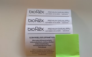 3 kpl BioRex Premium-leffalippuja, voim 10.8.2025 asti