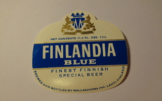Etiketti - Finlandia Blue Finest Finnish Special Beer