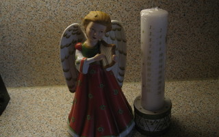 Apilanlehti enkeli 25 cm. ja adventtikynttilä