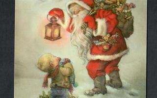 Joulukortti - Lisi Martin - Joulupukki ja pieni poika
