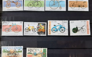 Polkupyörä aiheiset postimerkit 10 kpl