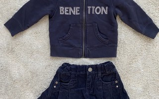 Benetton: collegetakki & samettihame, koko 82 cm