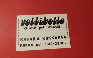 TT-etiketti Vellikello / Kahvila Kiikkapää, Kiikka
