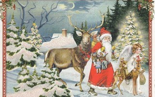 Joulupukki ja saksanhirvi (Tausendschön-kortti)