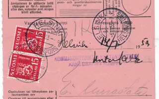 1953 postiennakkopaketin palautus