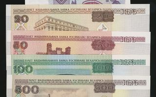 Belarus 1-1000 Ruplaa 2000-2011, 8kpl UNC