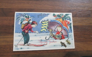vanha postikortti hyvää joulua v 1959 + 2 postimerkkiä